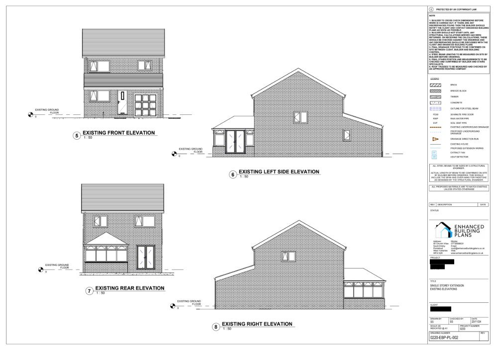 Existing Elevation - rear extension ackworth